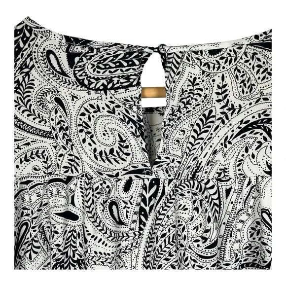 Loft Black &‎ White Paisley Print Shift Dress Colorblock Women Size Medium - Picture 5 of 8